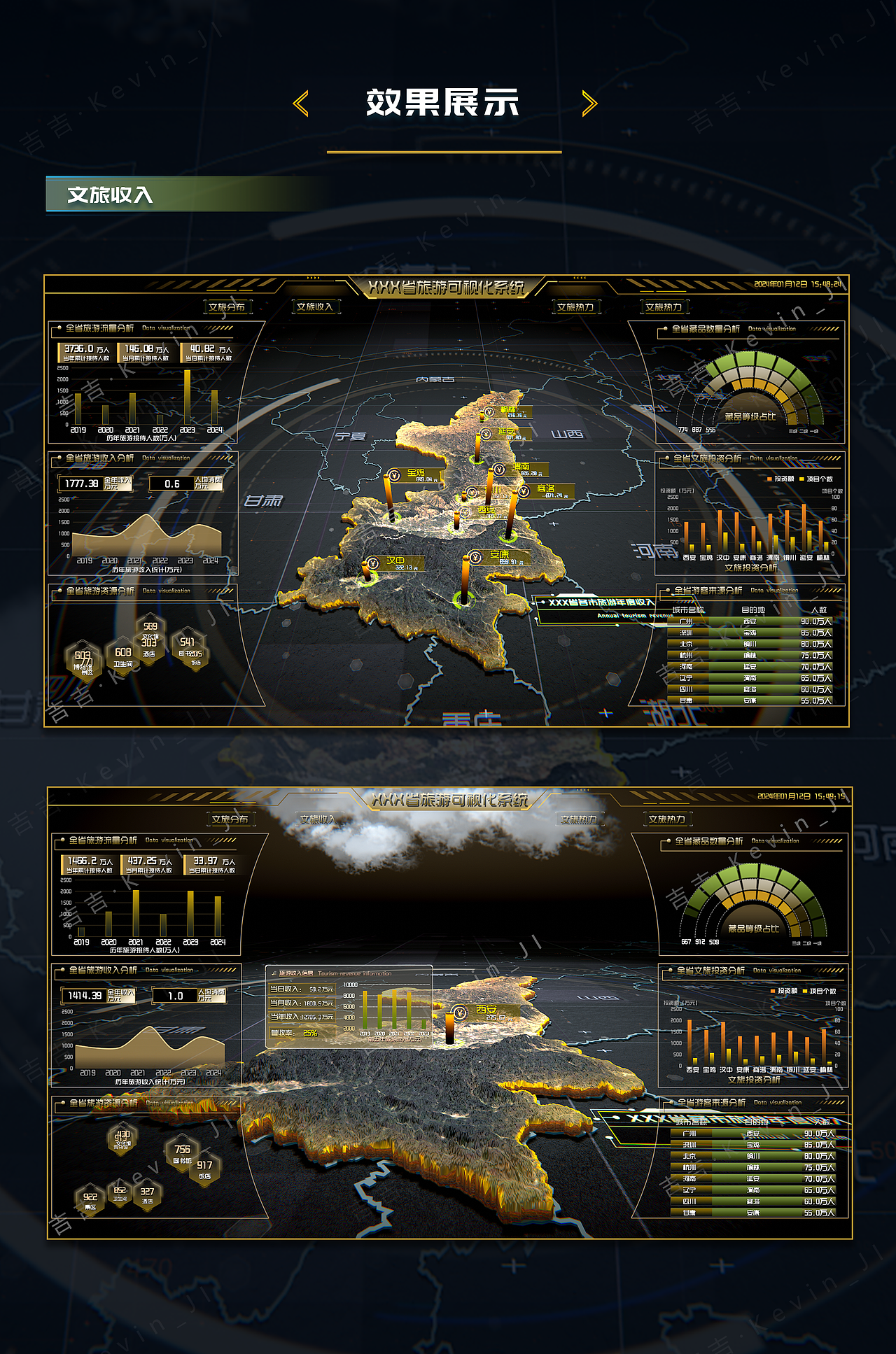 XXX省文旅可视化大屏（图ZMzU5ODc0NzA0） - 交互/UE - 站酷设计师AJI阿吉设计原创素材 - 站酷ZCOOL