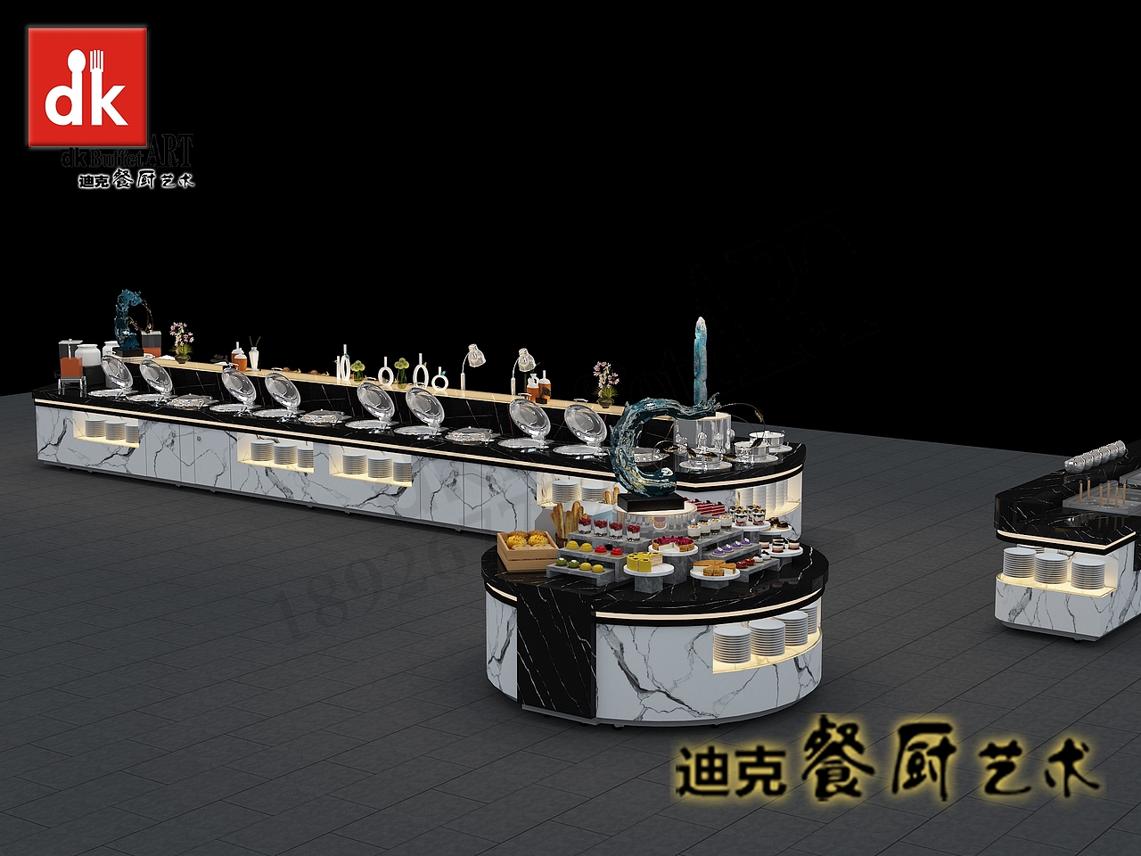 酒店餐饮家具 西餐厅自助餐台 岩板自助餐台设计制作