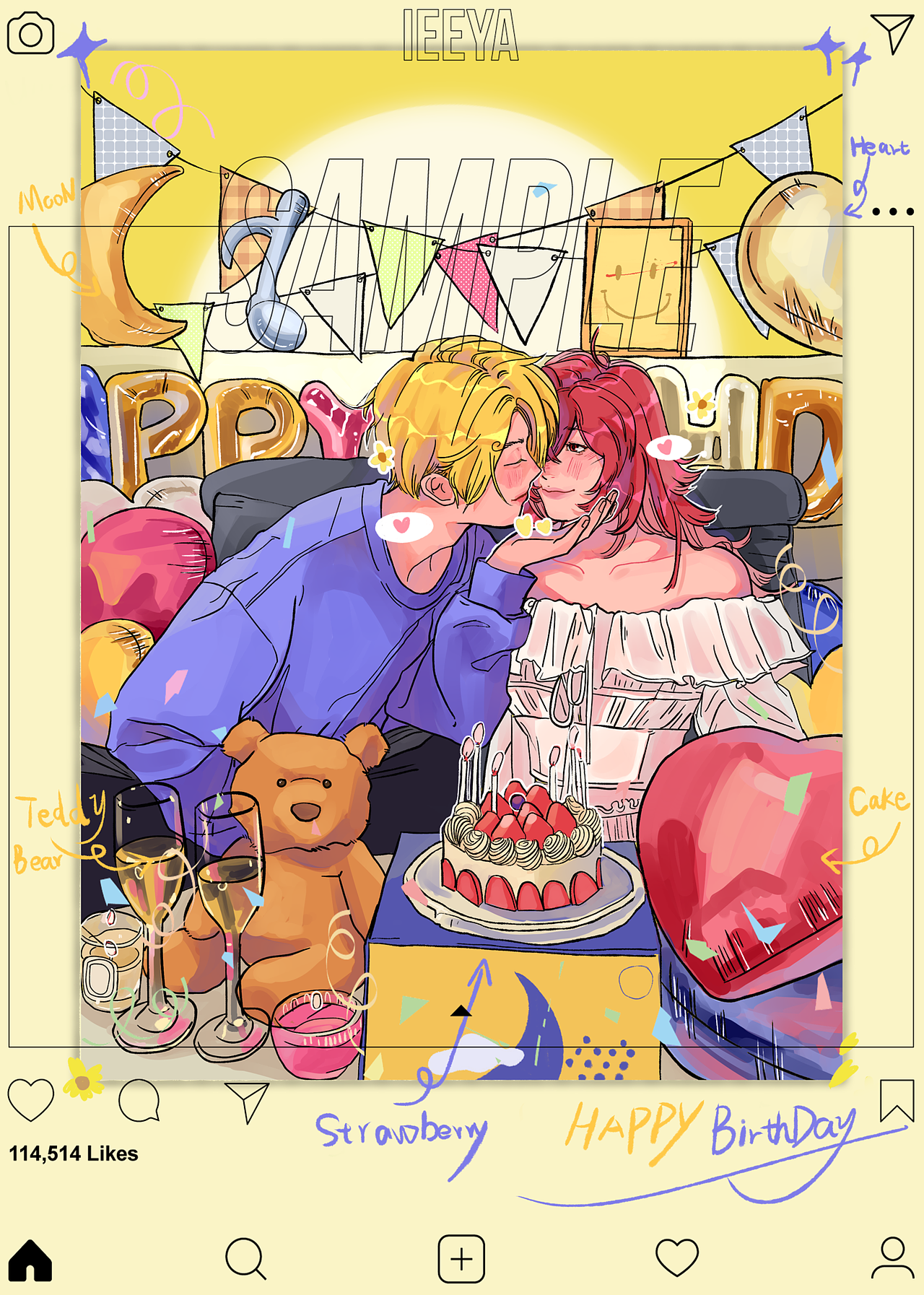 二次元韩漫风拍立得双人稿件合集（图ZMzQ0NTc0MzQw） - 新锐潮流插画 - 站酷设计师行星卡戎原创素材 - 站酷ZCOOL