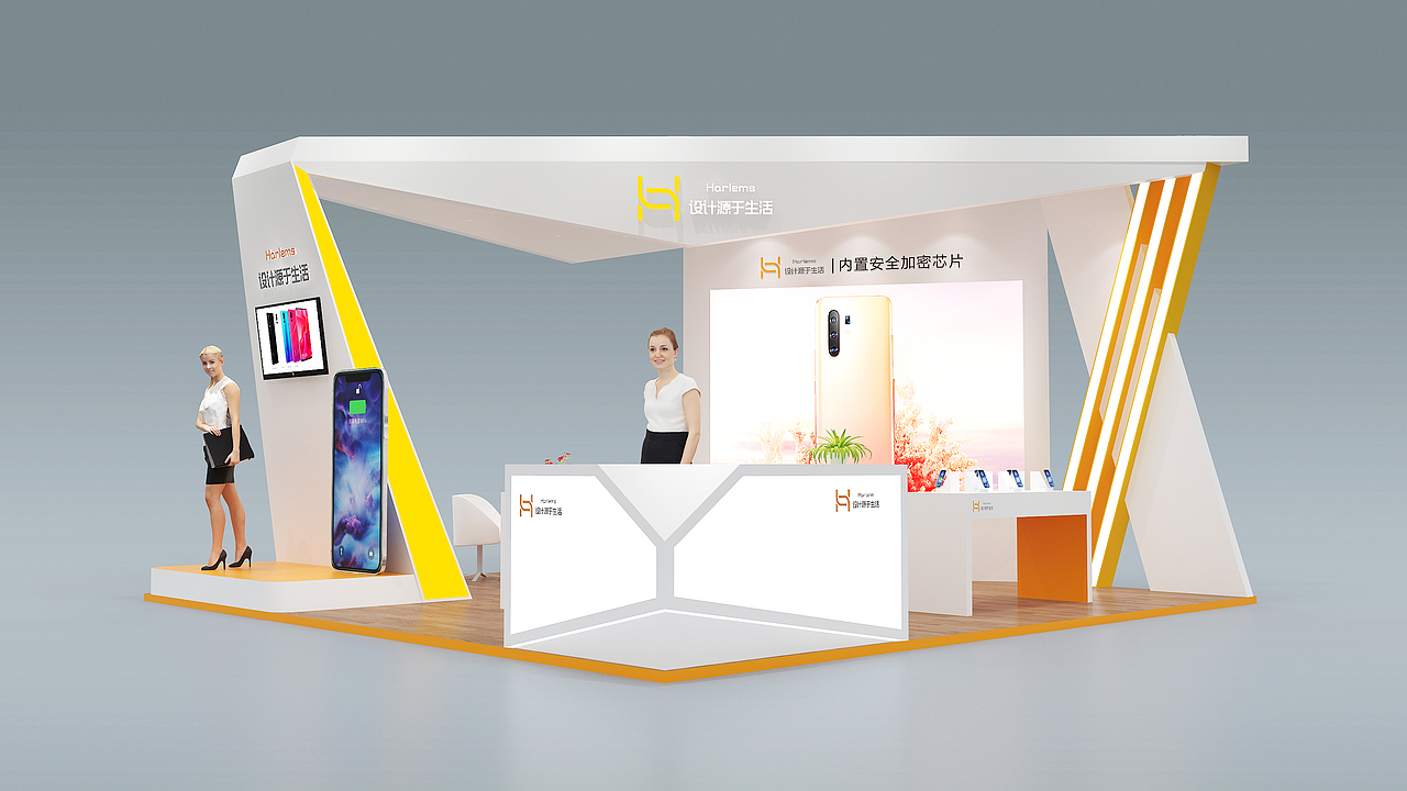 36平 四面开口 展台展厅设计