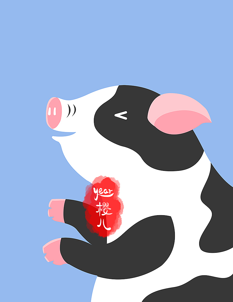 卡通猪插画包装插画