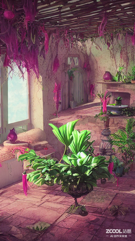 #AI创作实验室#【菠萝X火龙果】植物水晶楼房