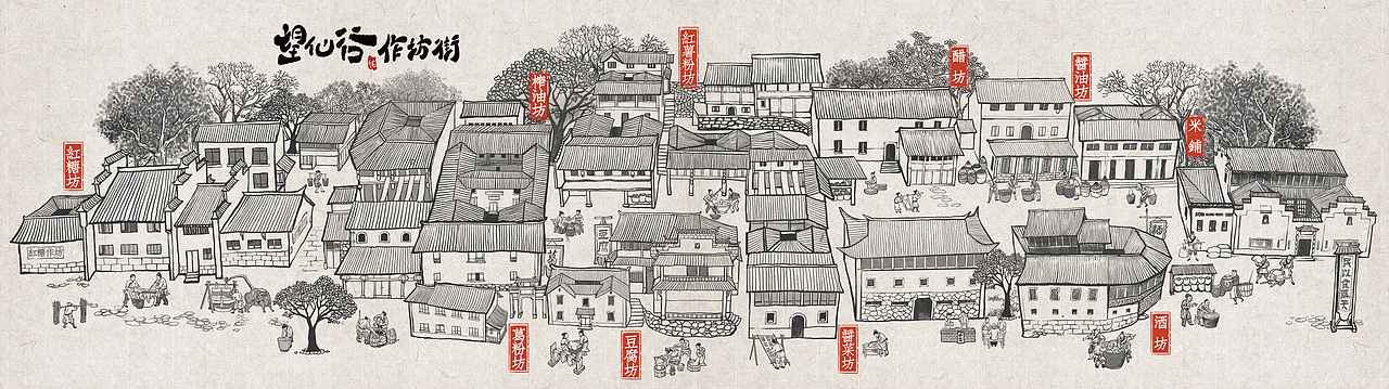 望仙谷作坊街全景手绘插画（图ZMzEzNjA0OTI4） - 商业插画 - 站酷设计师络络吉祥原创素材 - 站酷ZCOOL