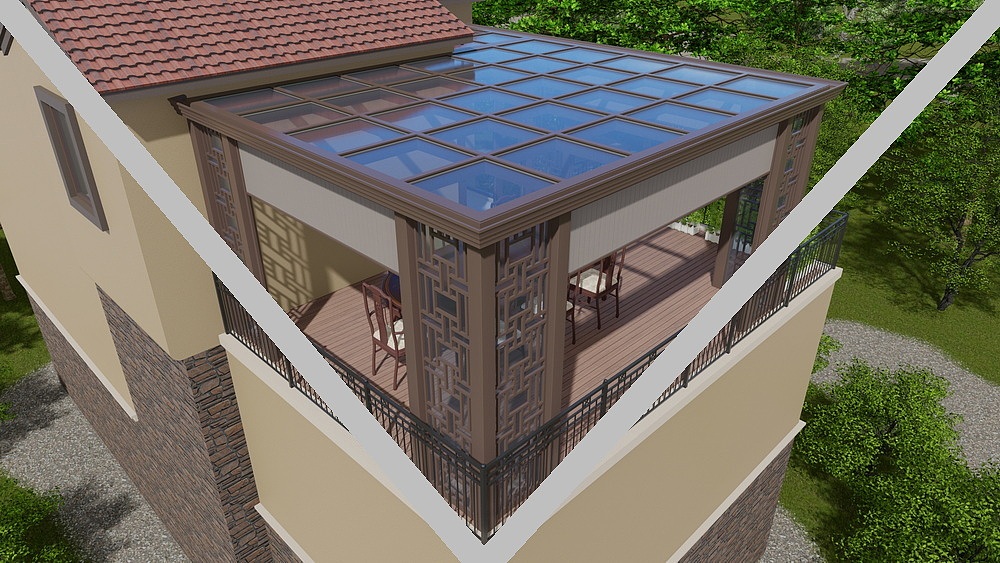 玻璃顶凉亭效果图