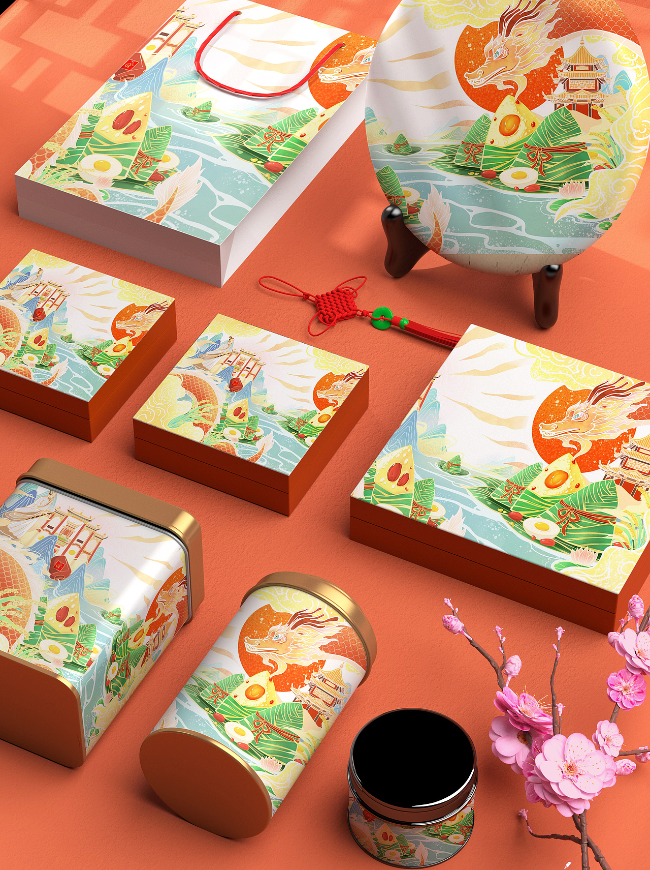 国潮风中国风端午节插画