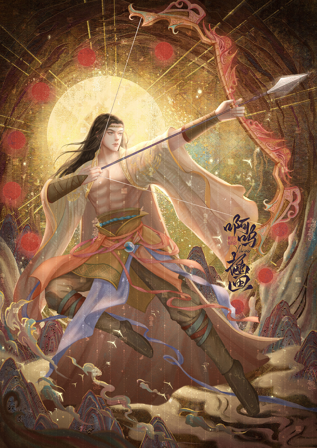 关于月亮的神话人物（图ZMzM2MzQ2NjY0） - 艺术插画 - 站酷设计师啊呜wuu原创素材 - 站酷ZCOOL