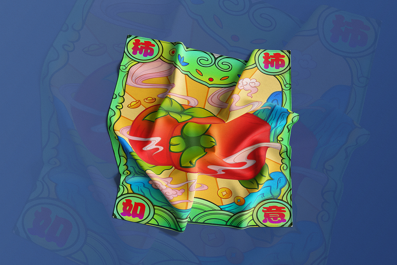 柿柿如意国潮插画