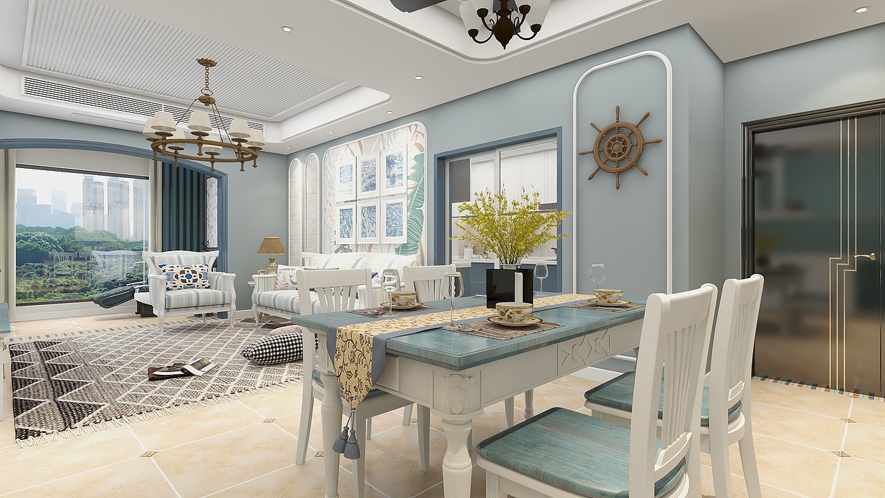 四川岳池御龙湾（111平方地中海三居室）（图ZMzE2ODgxOTEy） - 家装设计 - 站酷设计师设计师成爽原创素材 - 站酷ZCOOL