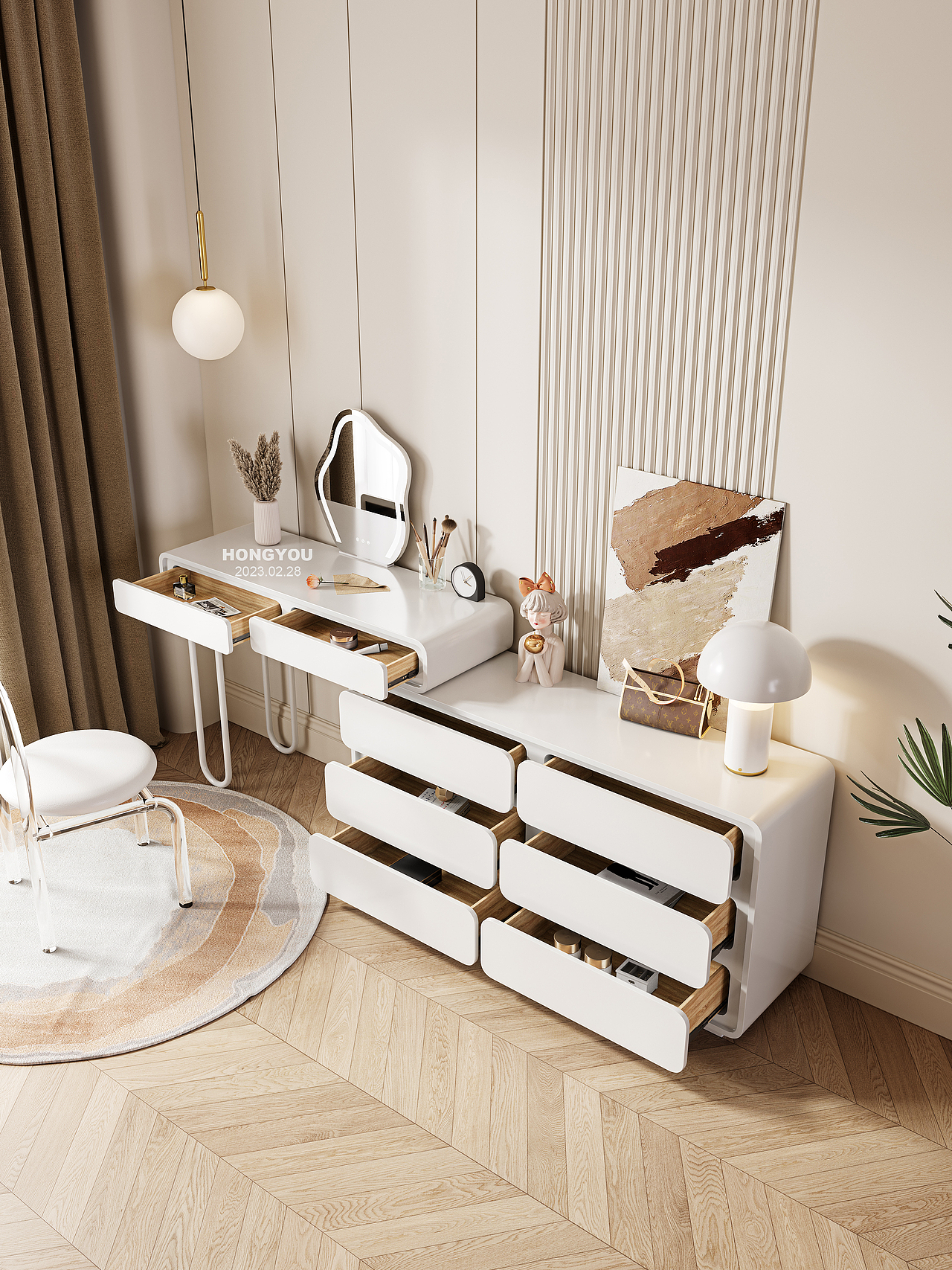 日常搬砖系列丨纯白梳妆台（图ZMzQ1MTQzMDEy） - 产品 - 站酷设计师DH童木原创素材 - 站酷ZCOOL