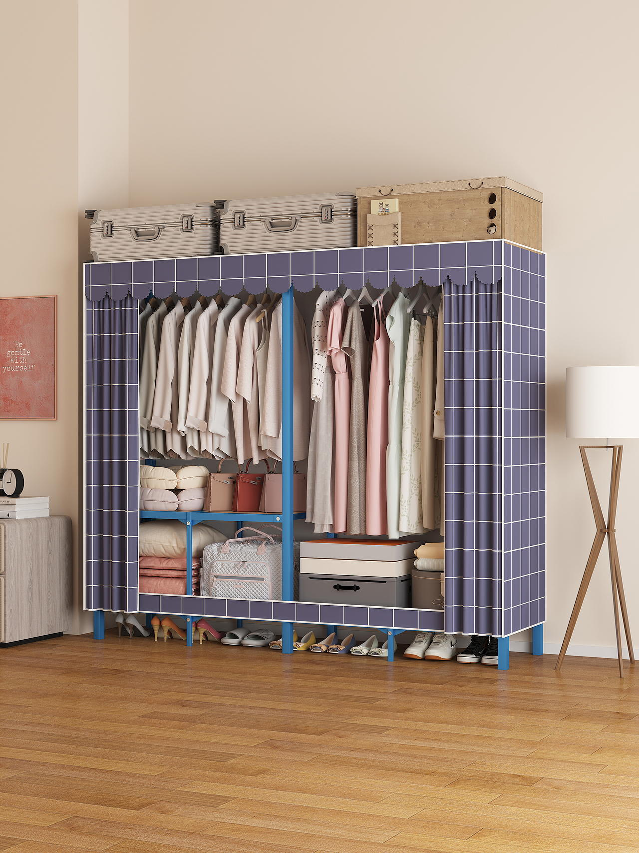 电商用方管折叠简易衣柜效果图（图ZMzU1ODc3MjQ4） - 产品 - 站酷设计师赤炜工业设计原创素材 - 站酷ZCOOL