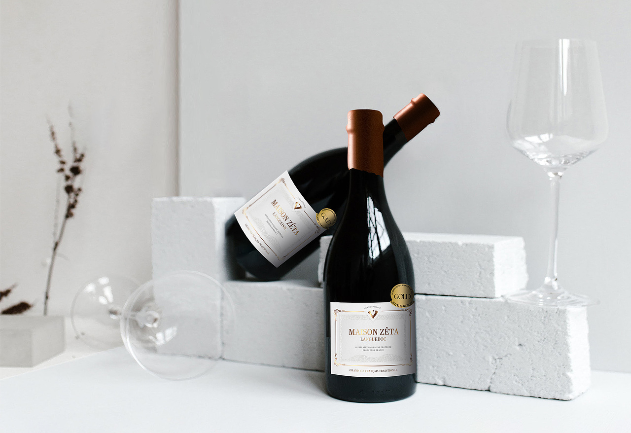 法国朗格多克干红葡萄酒酒标设计（重磅勃艮第瓶）（图ZMzMyMTgwNjMy） - 包装 - 站酷设计师小陈快快跑原创素材 - 站酷ZCOOL