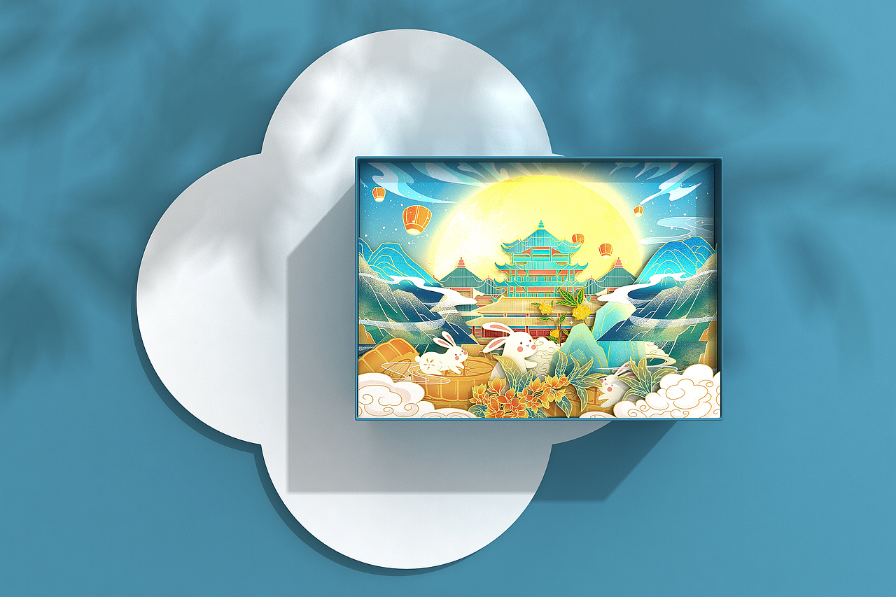 月饼盒包装创意月饼包装中秋节礼盒（图ZMzA3MTQzNTQw） - 包装 - 站酷设计师投以木瓜品牌设计原创素材 - 站酷ZCOOL