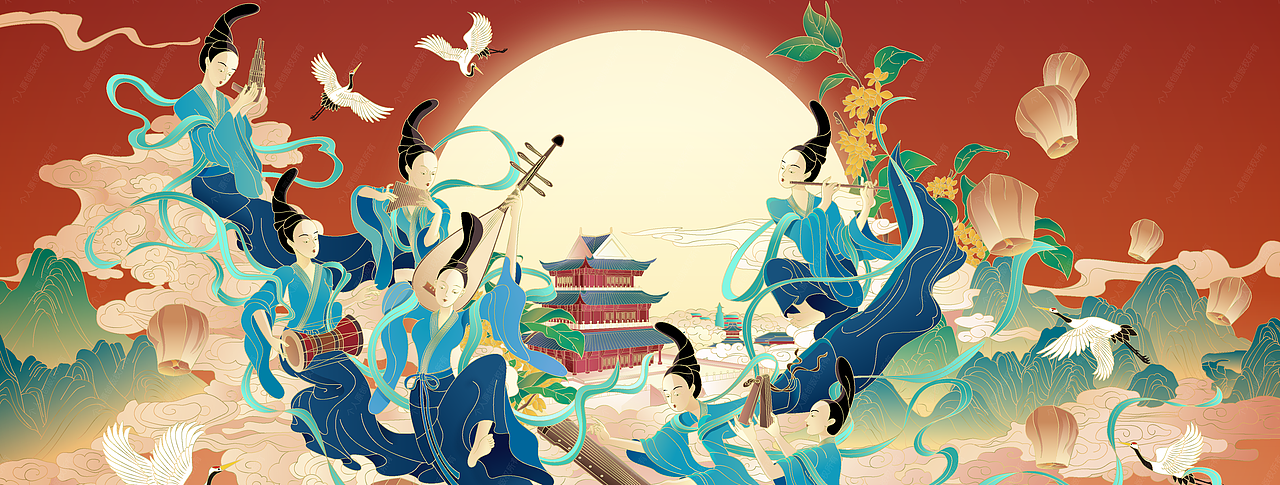 中秋插画（图ZMjk2NjIyMTky） - 商业插画 - 站酷设计师会跑的大飞机原创素材 - 站酷ZCOOL