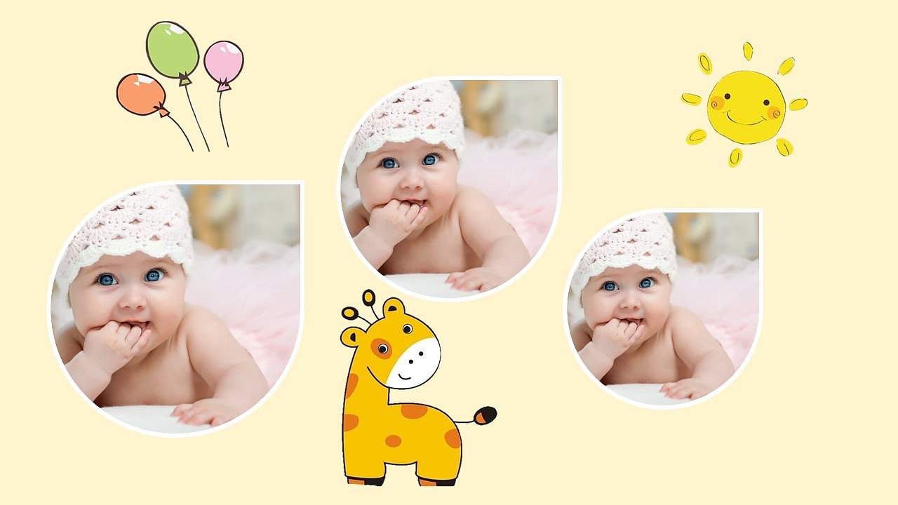 暖色卡通风儿童宝宝成长档案纪念相册PPT模板