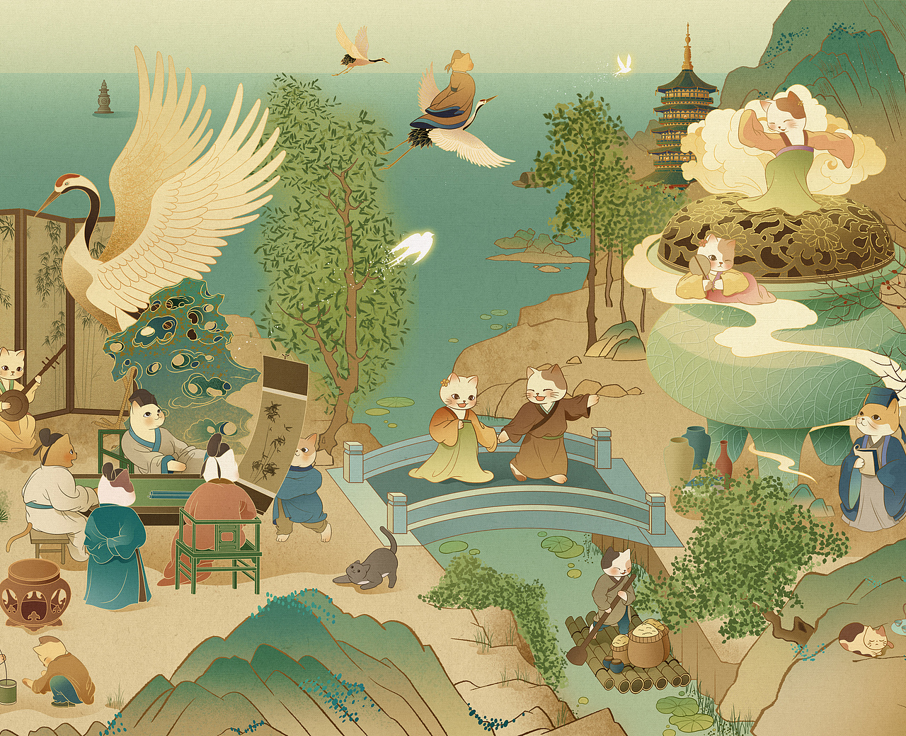 杭州宋韵文创/海报设计——《临安梦华》（图ZMzM0Mjc1MzM2） - 商业插画 - 站酷设计师Akira不加糖原创素材 - 站酷ZCOOL