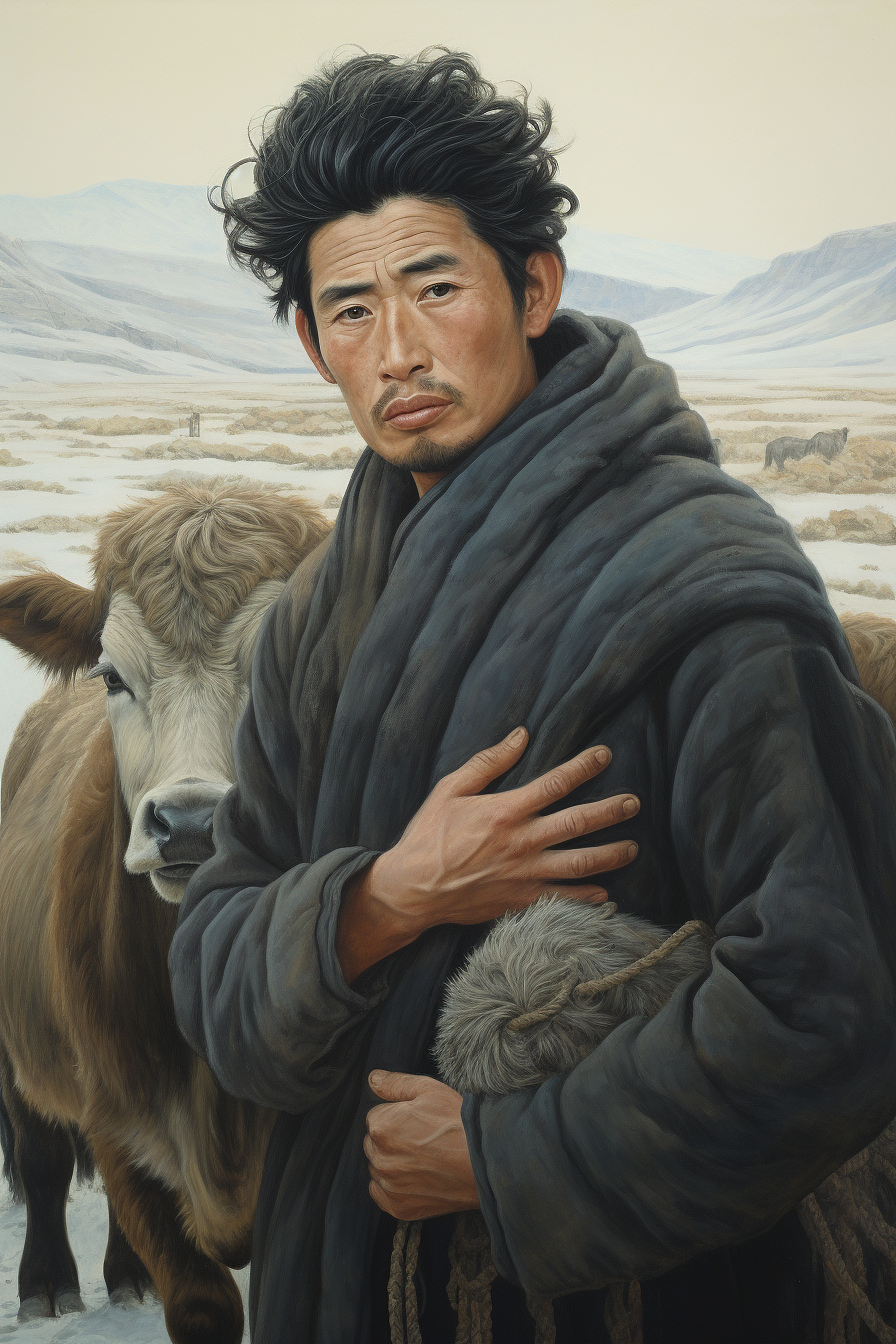 AIGC人物写实油画——1980年中国大西北农民