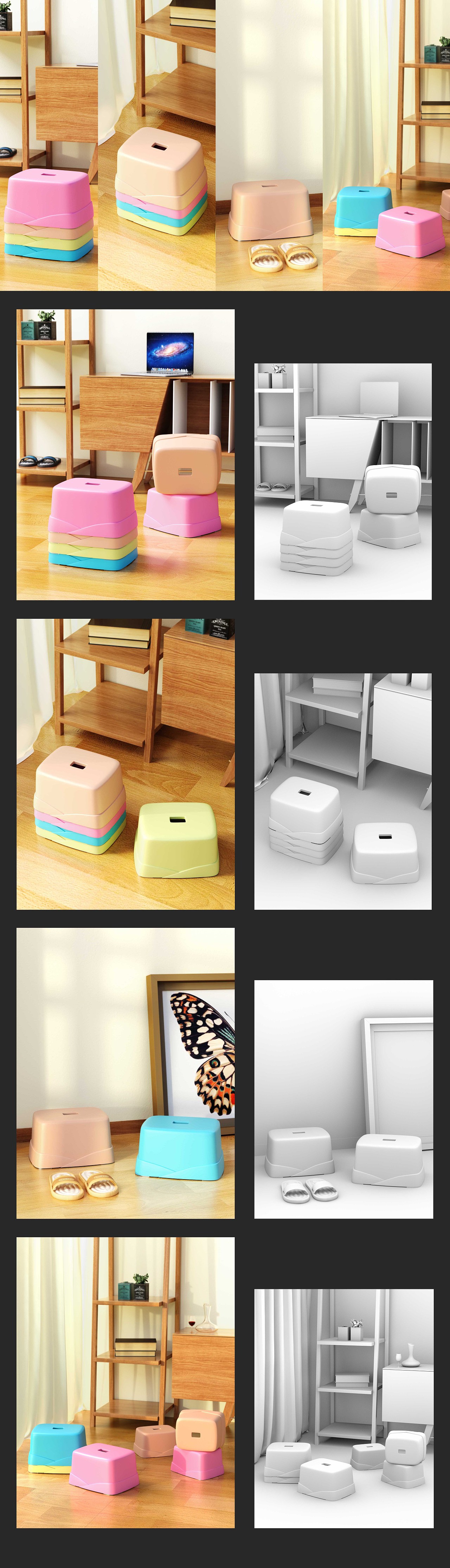 儿童凳子三维渲染图