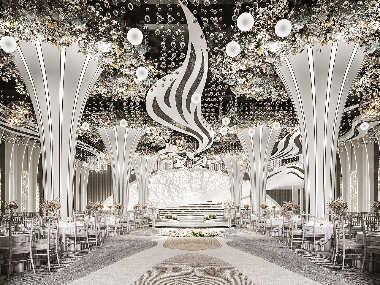 婚礼现场效果图表现（图ZMzAxNDU3NDQw） - 酒店餐饮设计 - 站酷设计师卓尚表现设计原创素材 - 站酷ZCOOL