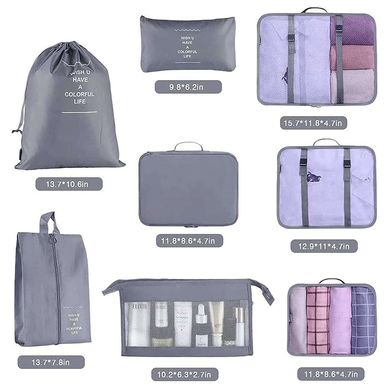 8件旅行收纳袋折叠洗漱包