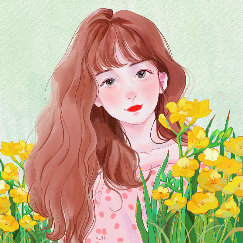 少女和花 貳（圖ZMzQ0MjE2Nzg0） - 創(chuàng)作習(xí)作 - 站酷設(shè)計師尋_xun原創(chuàng)素材 - 站酷ZCOOL