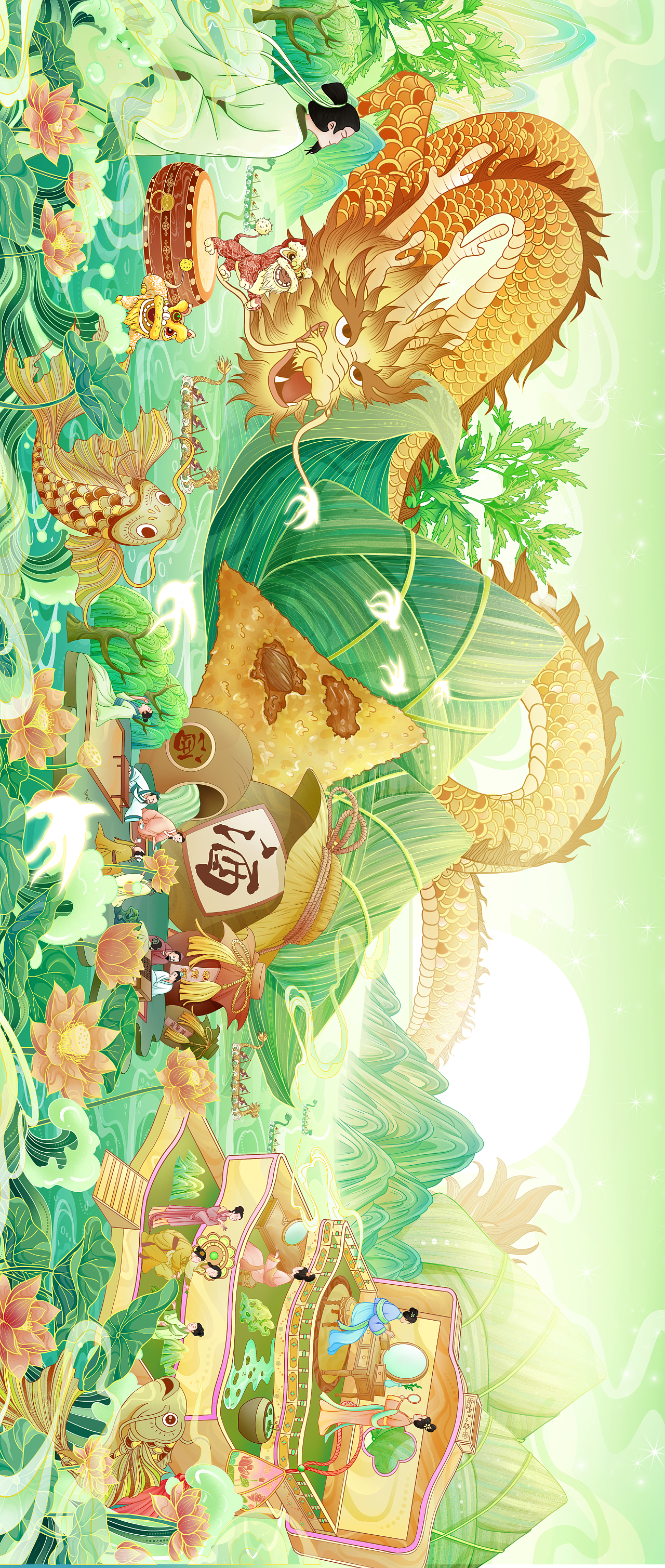 端午国潮插画|节日插画主KV（图ZMzY1MDAxNDc2） - 商业插画 - 站酷设计师小麦琪Maggie原创素材 - 站酷ZCOOL