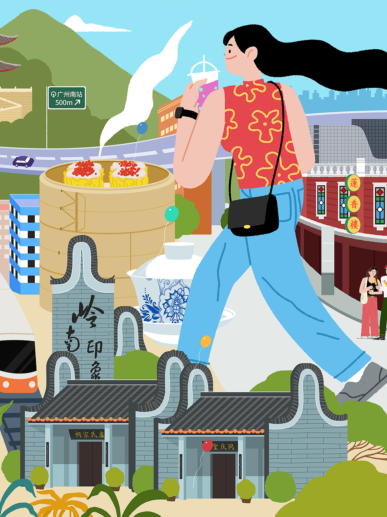 超长卷商业插画-广州印象