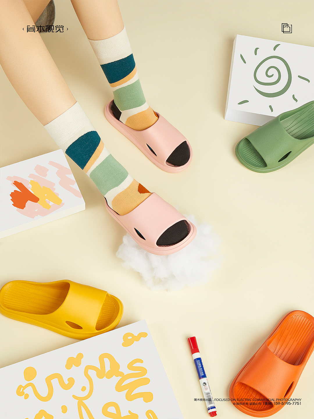 女士拖鞋产品摄影丨简木视觉女鞋凉鞋凉拖创意静物拍摄