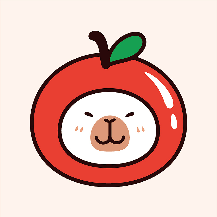 卡皮巴拉水豚萌萌IP卡通形象插画水果系列