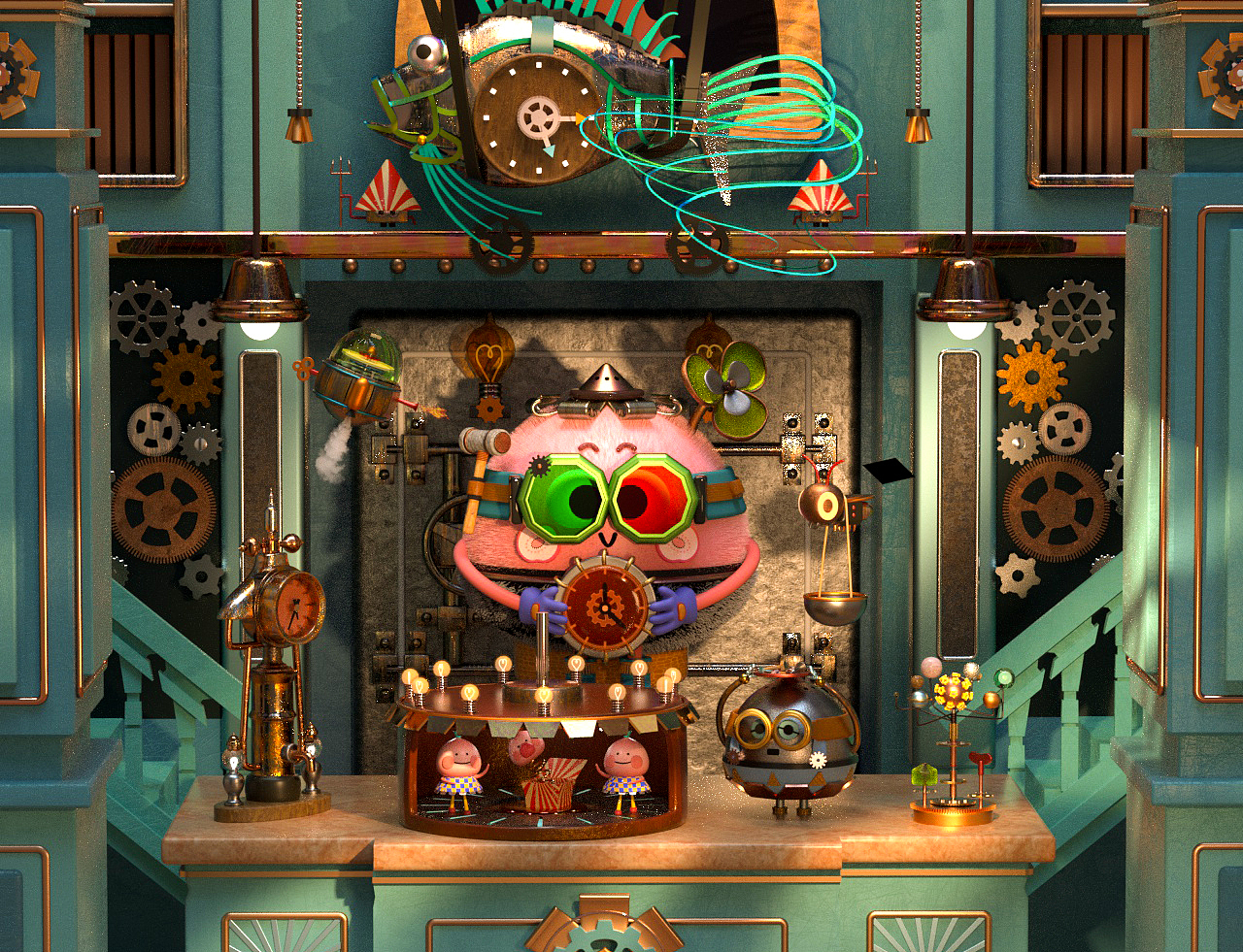 C4D作品-桃子玩具工作室（图ZMzMwNjcxOTMy） - 新锐潮流插画 - 站酷设计师云晓CloudKnows原创素材 - 站酷ZCOOL