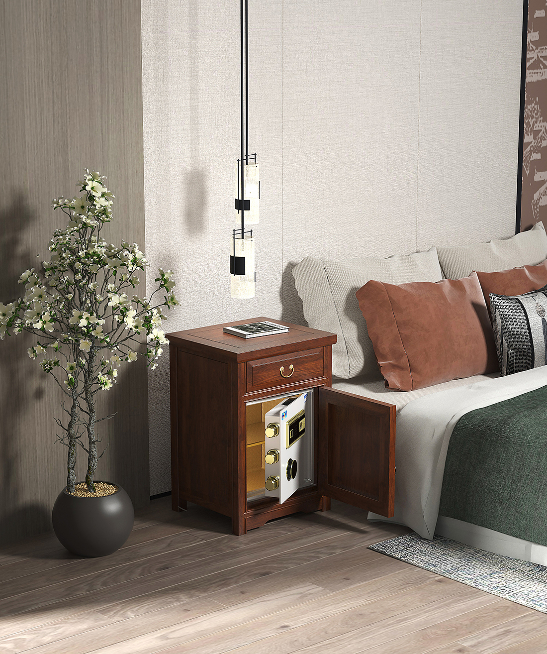 实木保险柜产品建模渲染