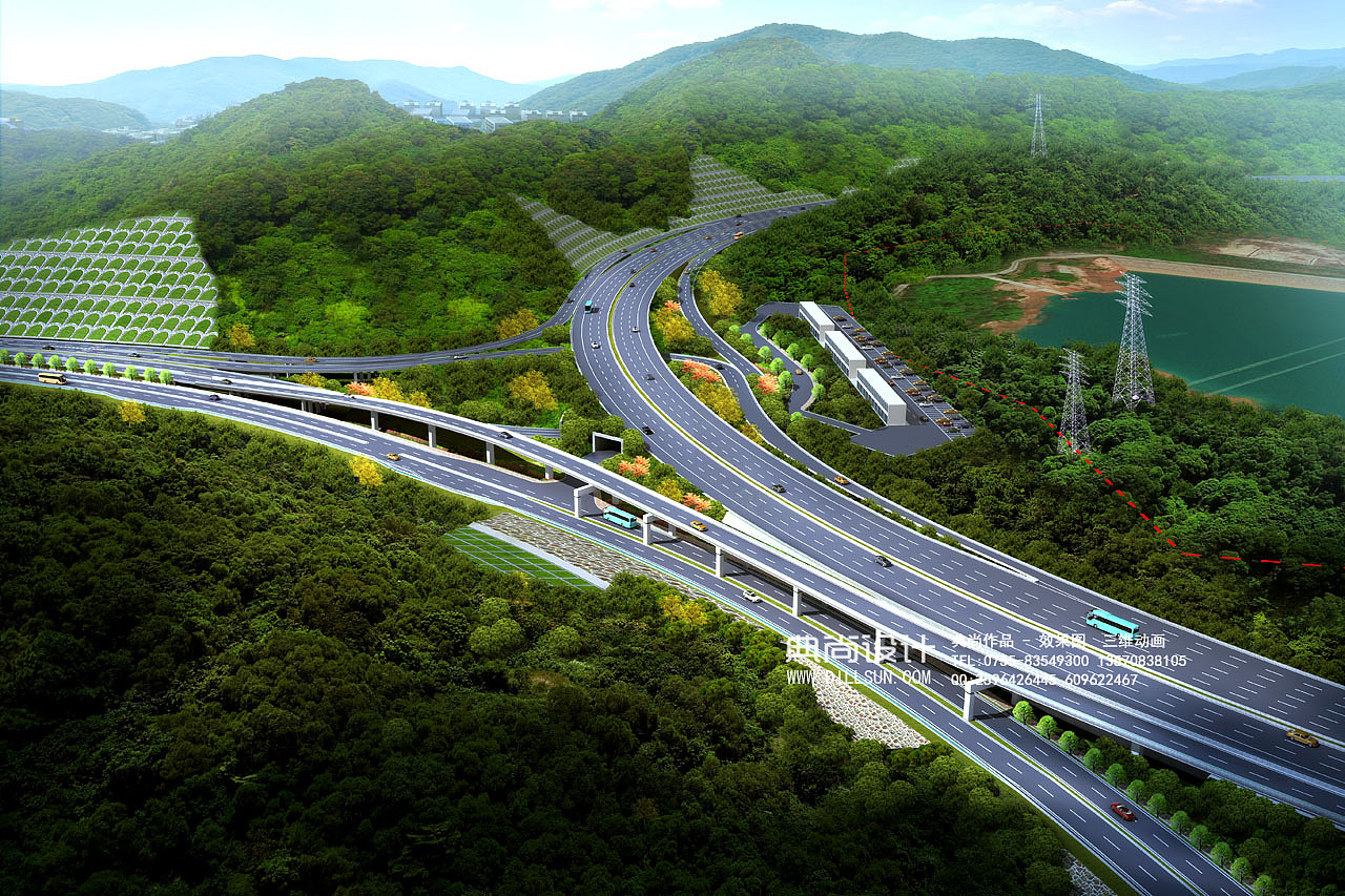 互通效果图3互通立交设计鸟瞰效