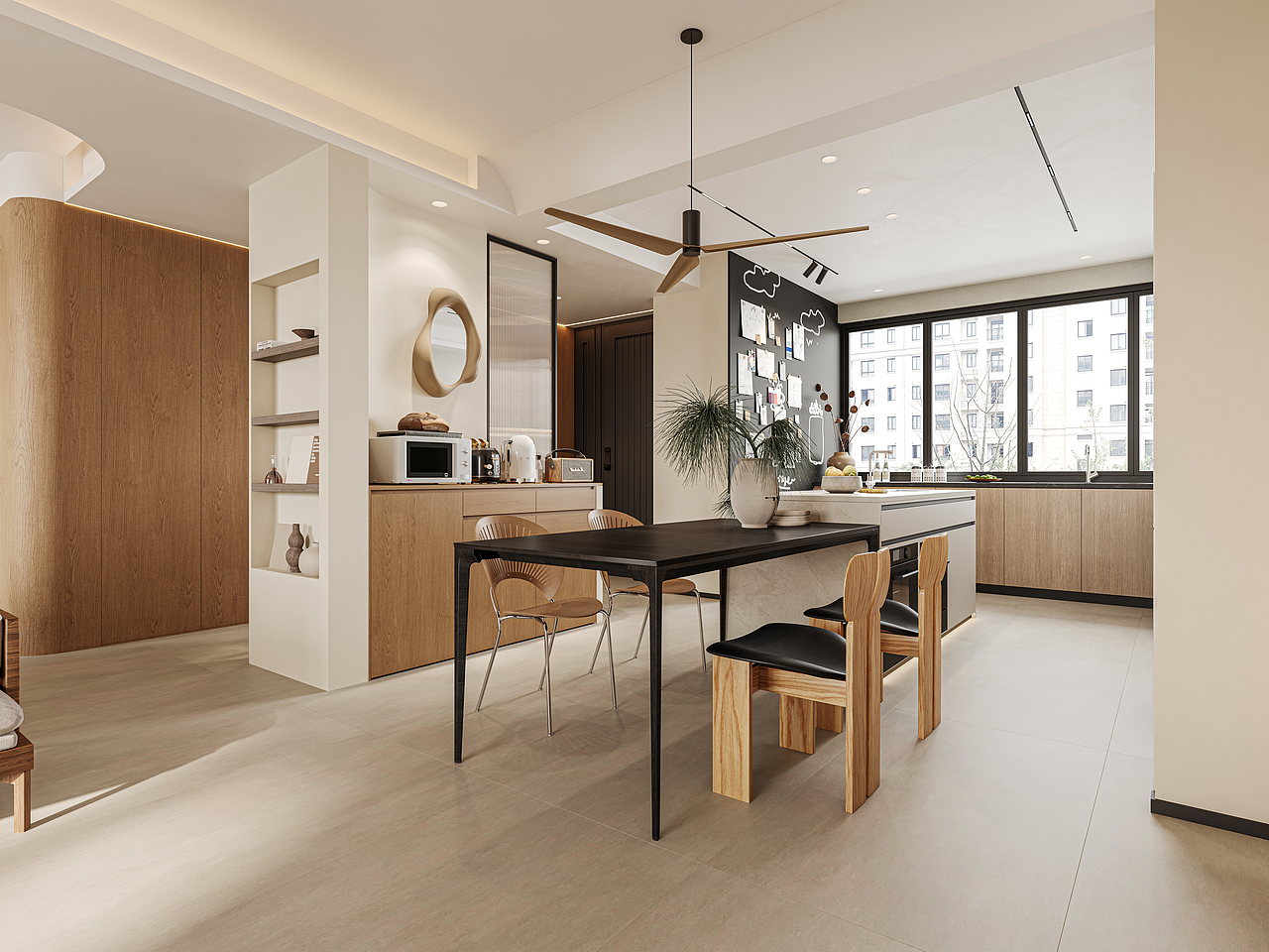 室内侘寂风客餐厅