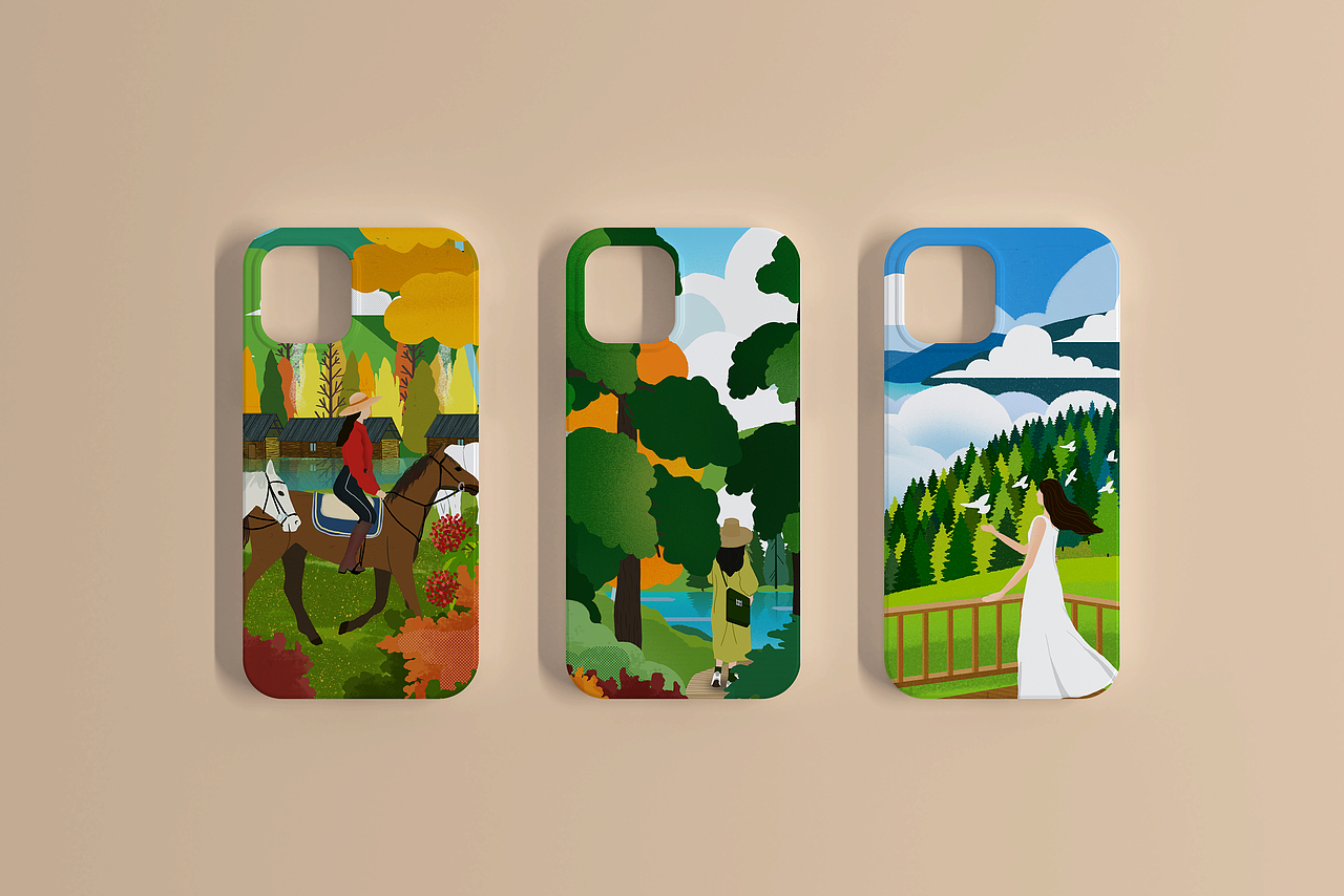 扁平风系列插画-我走过的喀纳斯