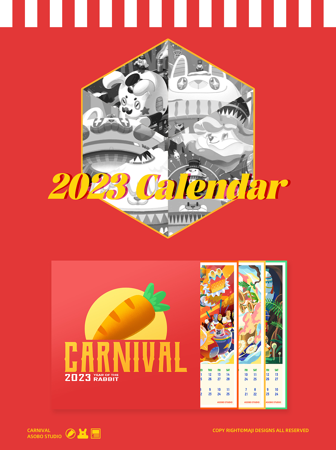 《Carnival》2023日历（图ZMzI1NTMxOTUy） - 新锐潮流插画 - 站酷设计师嘛鸡原创素材 - 站酷ZCOOL