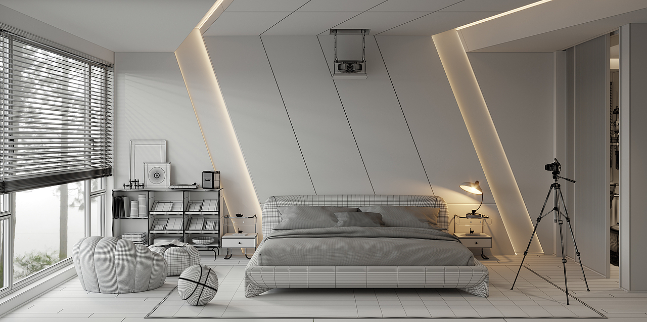 氛围感雨天卧室,想和你爱的人一起进洗手间么。