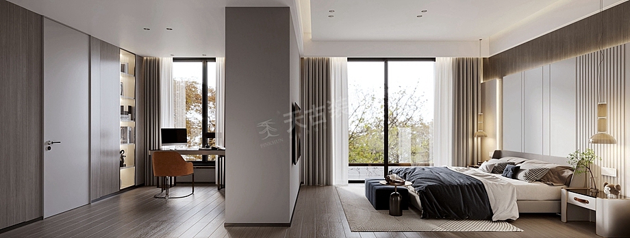 融创国博城联排别墅装修,现代轻奢风设计效果图