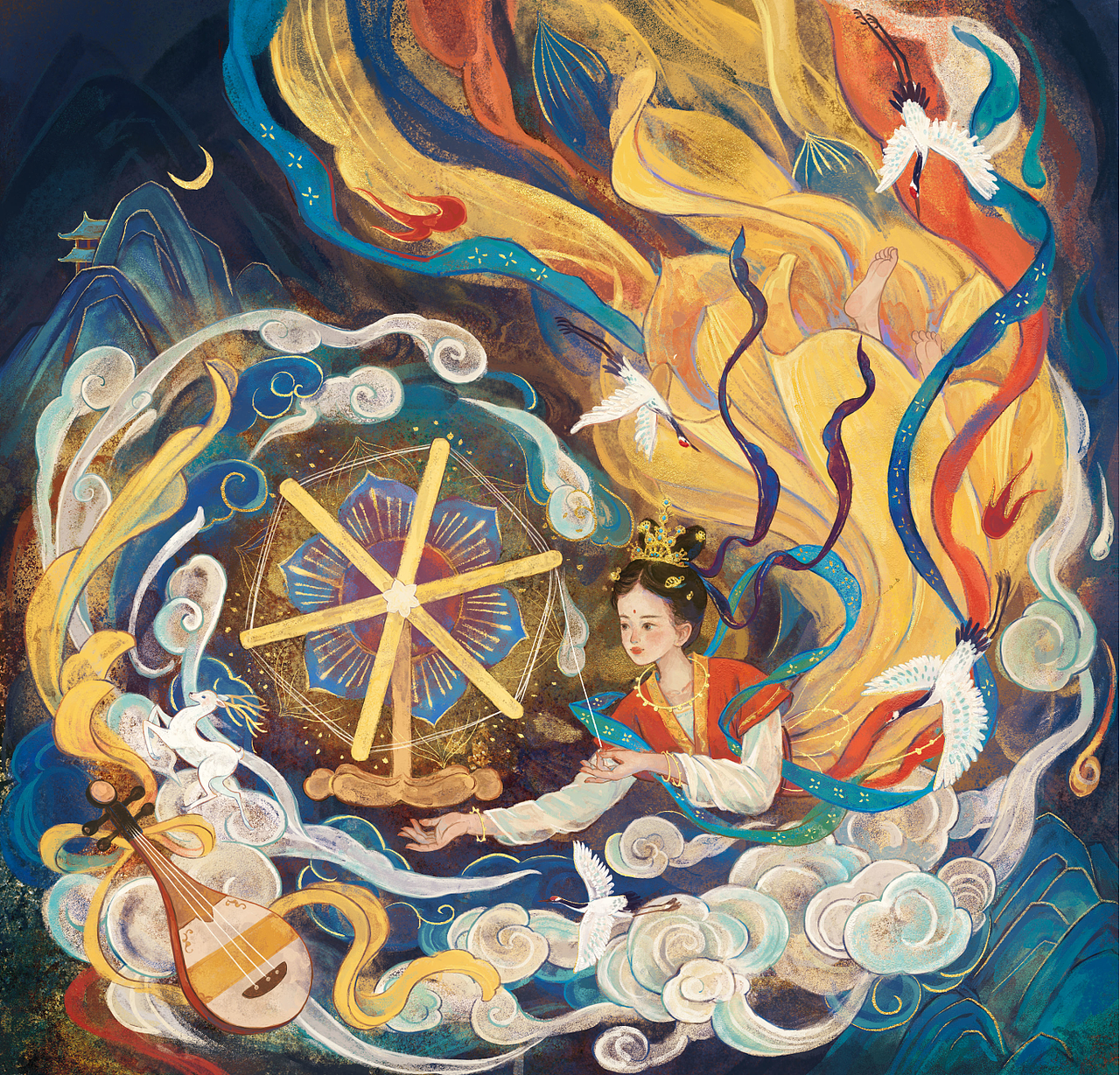 织女（图ZMzU3MTY2MTE2） - 商业插画 - 站酷设计师鱼风子原创素材 - 站酷ZCOOL