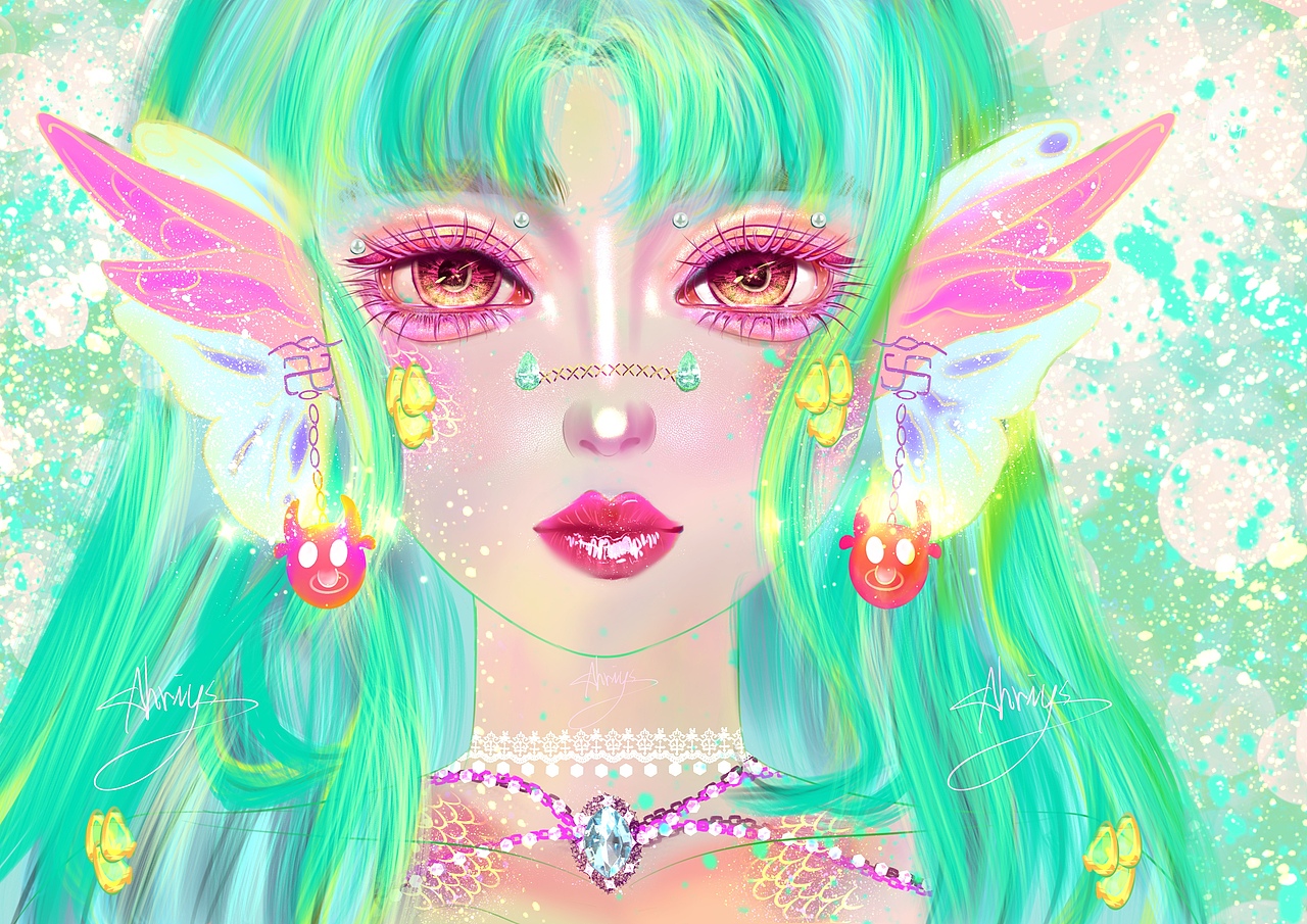 繁花Ahriys美人鱼星座系列插画（图ZMzQ5NzUzODA0） - 概念设定 - 站酷设计师Ahriys原创素材 - 站酷ZCOOL