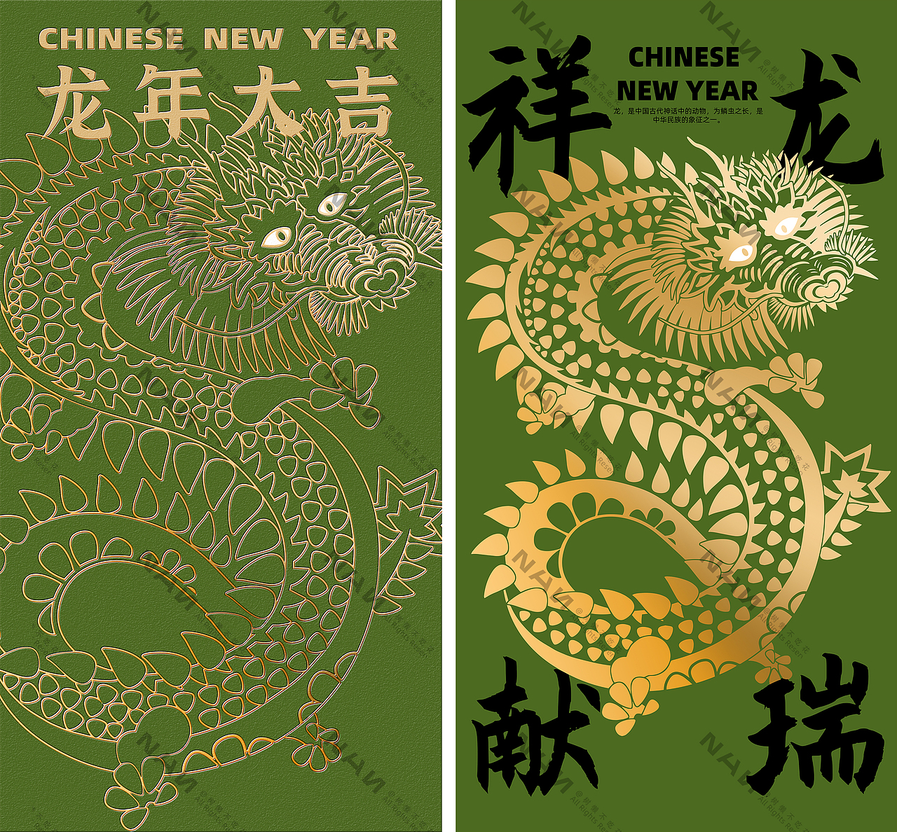 祥龙献瑞——龙年 红包图案设计 可授权