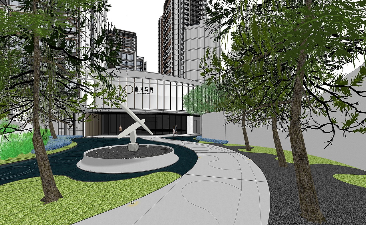 春风与宸示范区景观SU模型下载