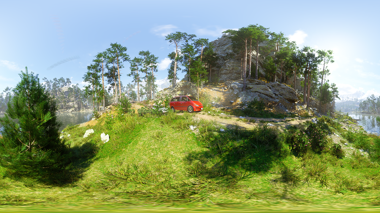 UE5~山地写实类汽车自动驾驶360度全景预览图1 -无后期