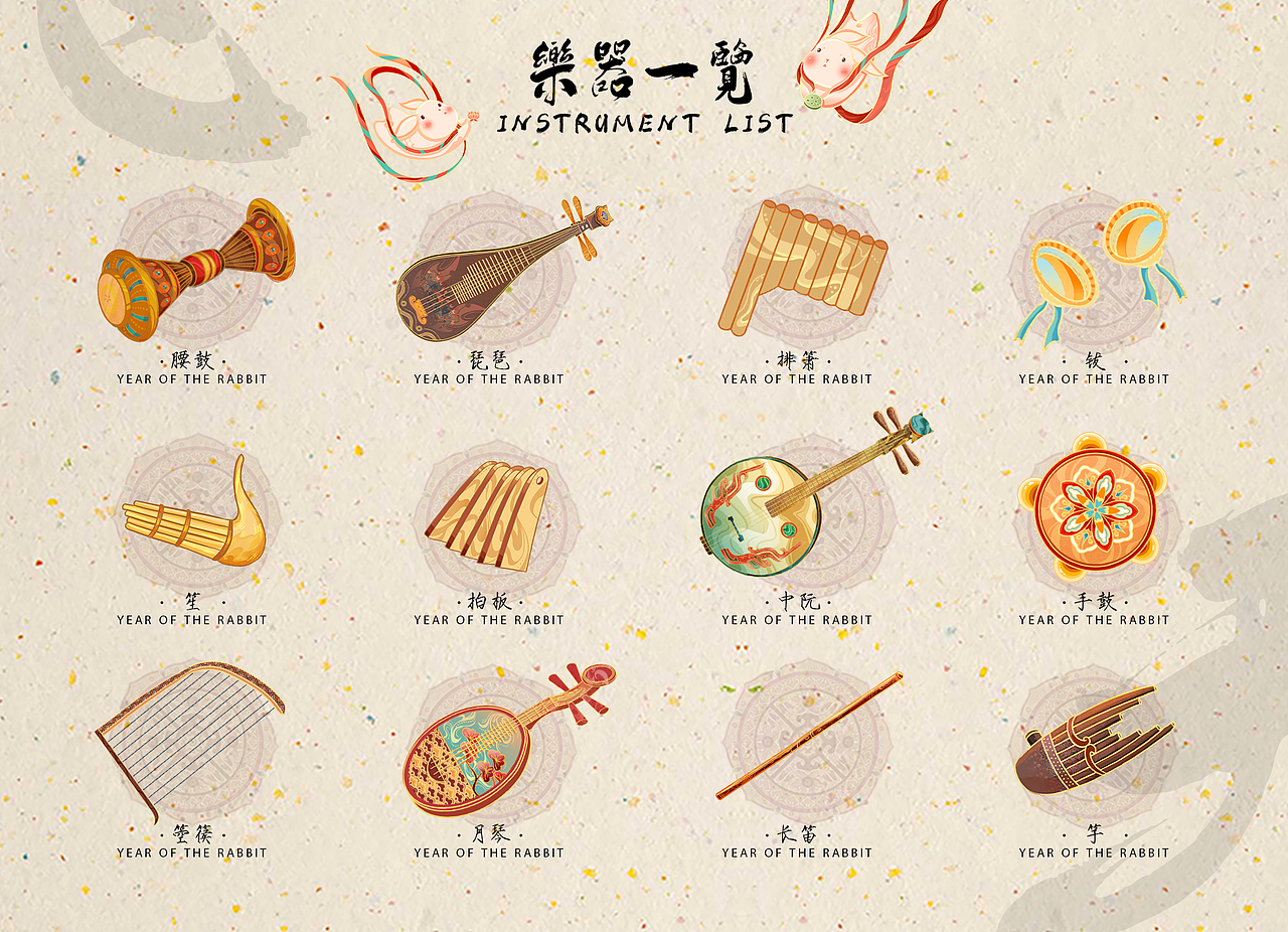 2023·兔年IP新年系列插画/敦煌飞天福兔迎春/系列