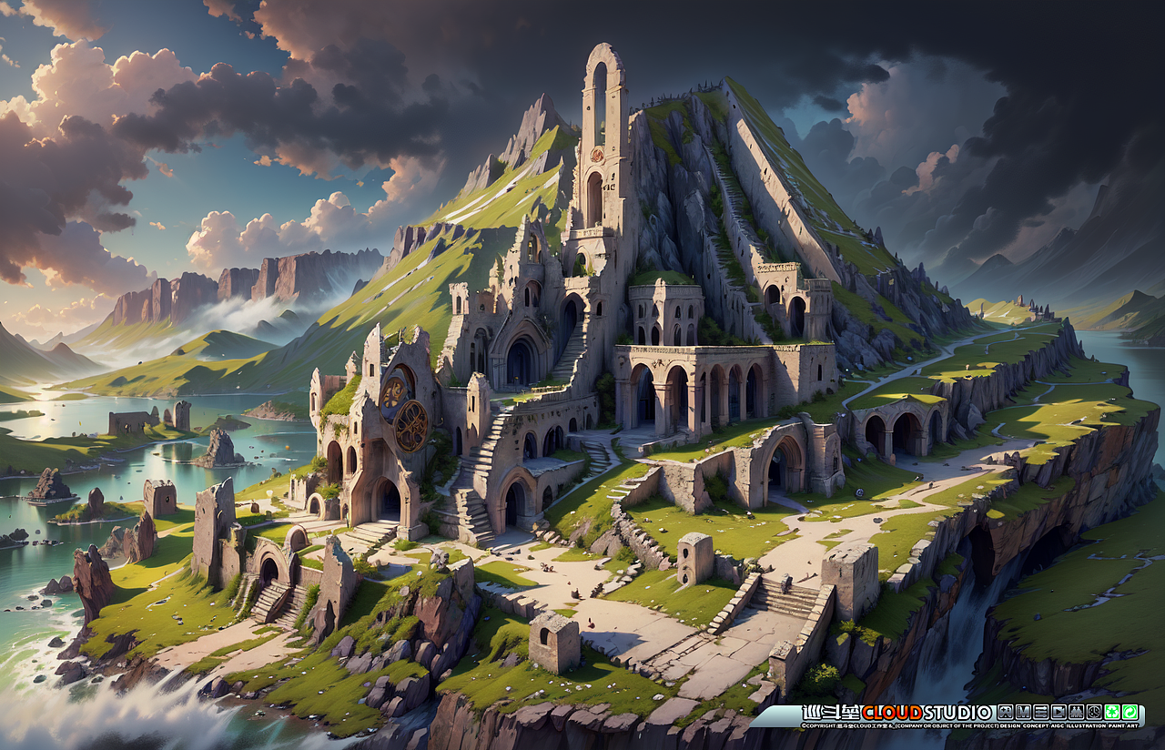 AIGC写实概念场景 有绿洲也有荒漠