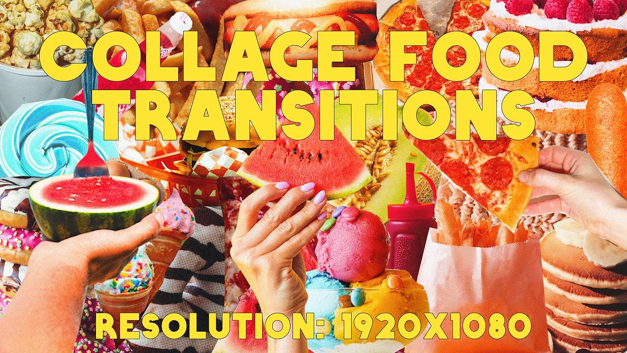 PR模板|拼贴食品过渡场景动态动画标题介绍新产品