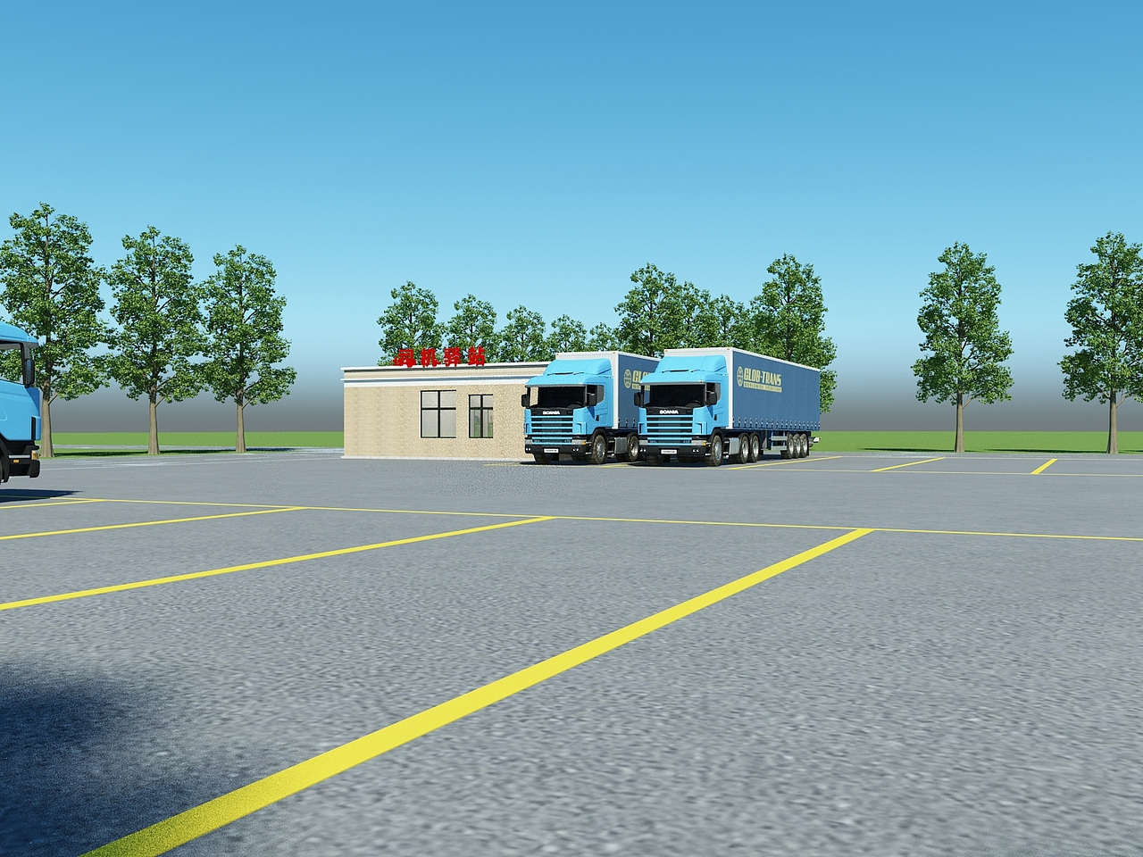 高速路司机驿站设计3D效果图