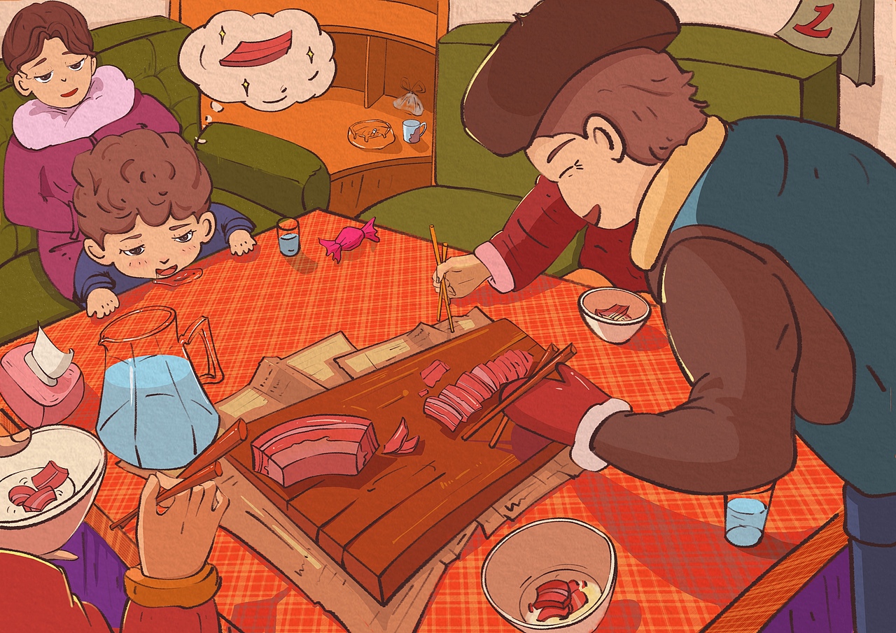 吃砧板肉（圖ZMzI3MDQwMTEy） - 商業(yè)插畫 - 站酷設(shè)計師黎小小梨原創(chuàng)素材 - 站酷ZCOOL