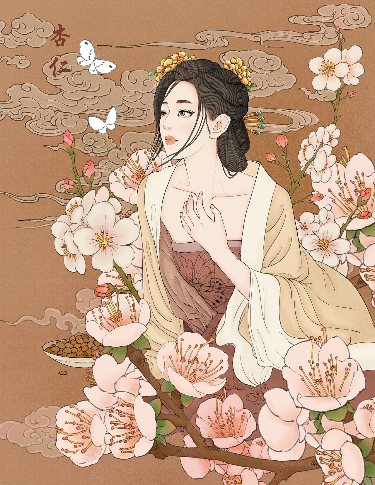 中草药-杏仁（图ZMzM2OTc1NTQ4） - 艺术插画 - 站酷设计师小花瓣艺术工作室原创素材 - 站酷ZCOOL