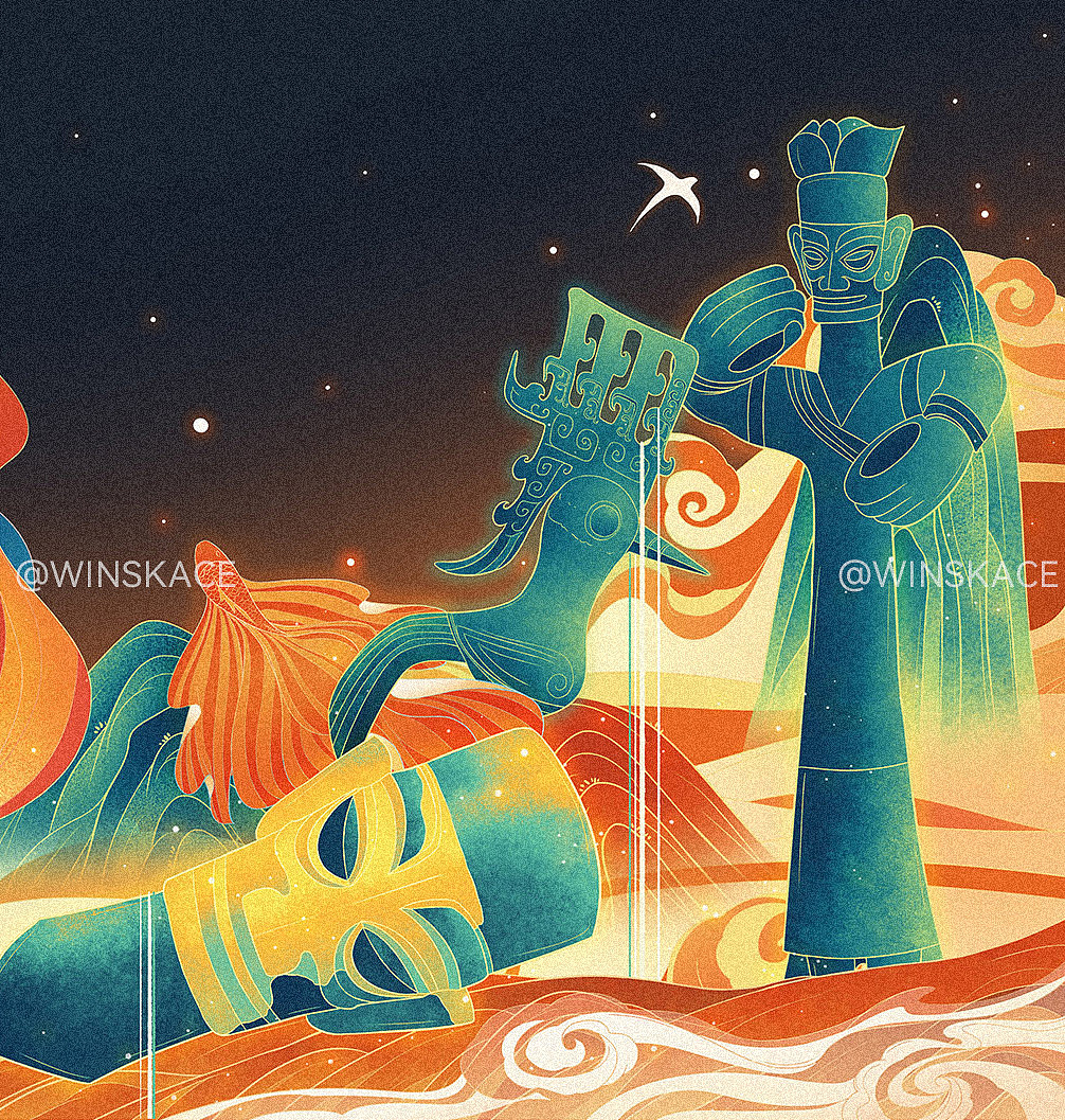 wow 三星堆 | 国潮插画