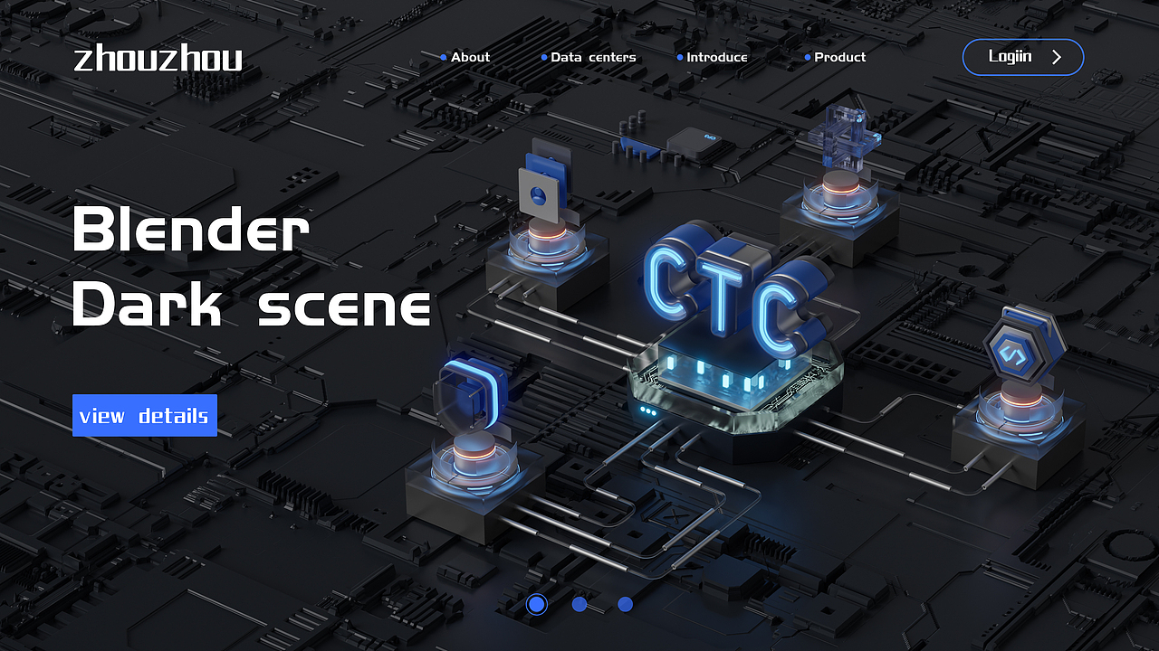 Blender微软毛玻璃材质渲染科技风B端banner案例合集