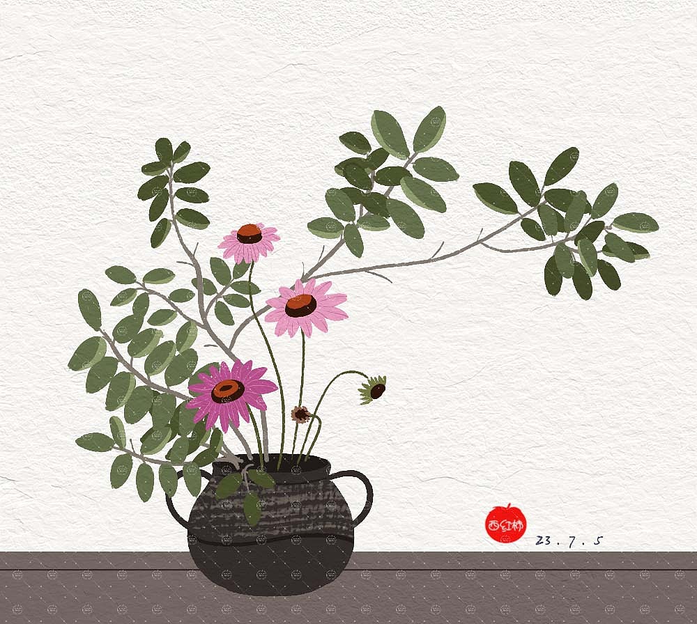 扁平风 插花即景